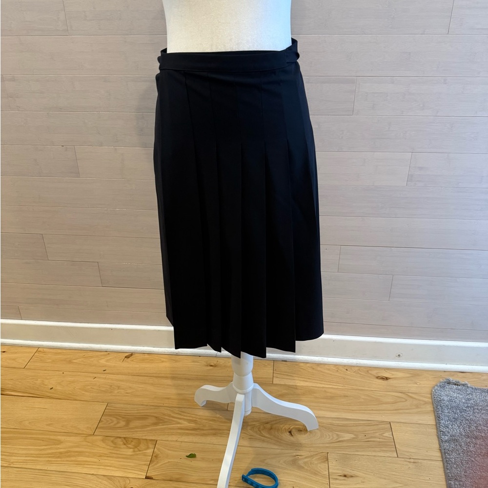 PAUW Elegant Wool Black Pleated Skirt